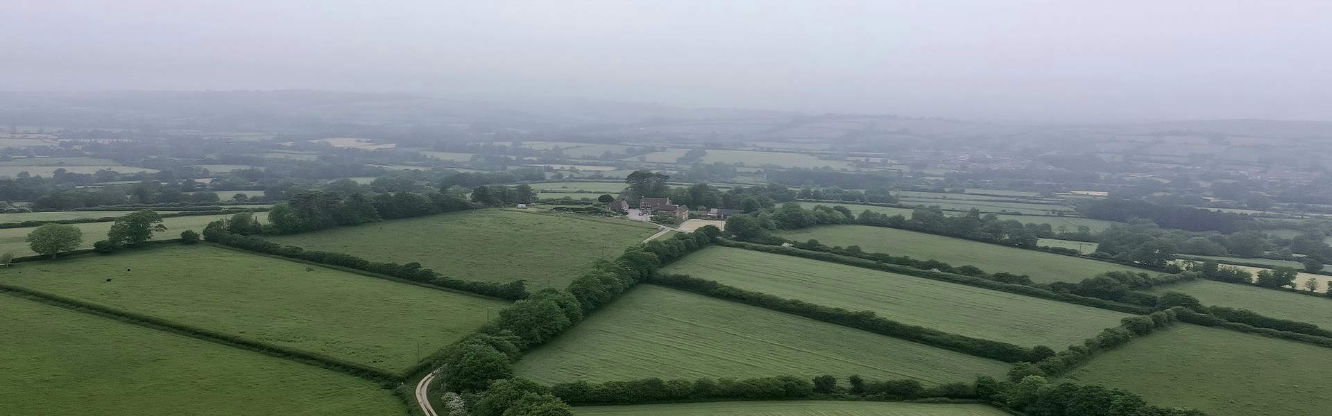 Aerial view of English farm