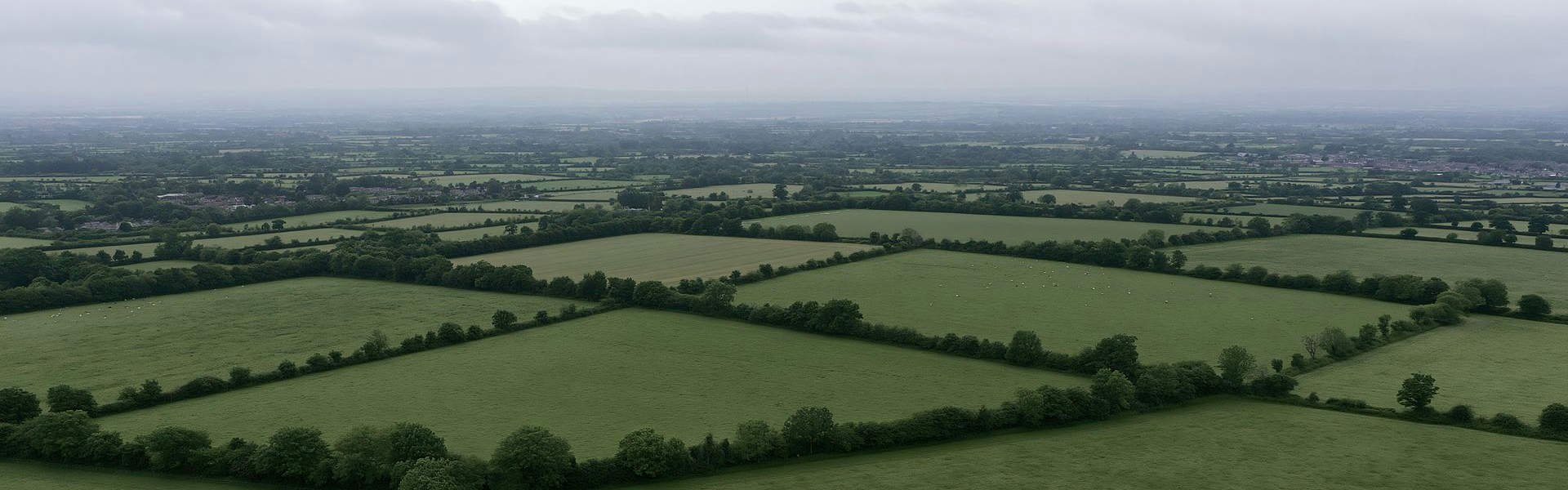 Aerial view of British countryside