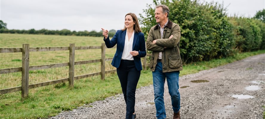 Estate agent discussing property options with a landowner