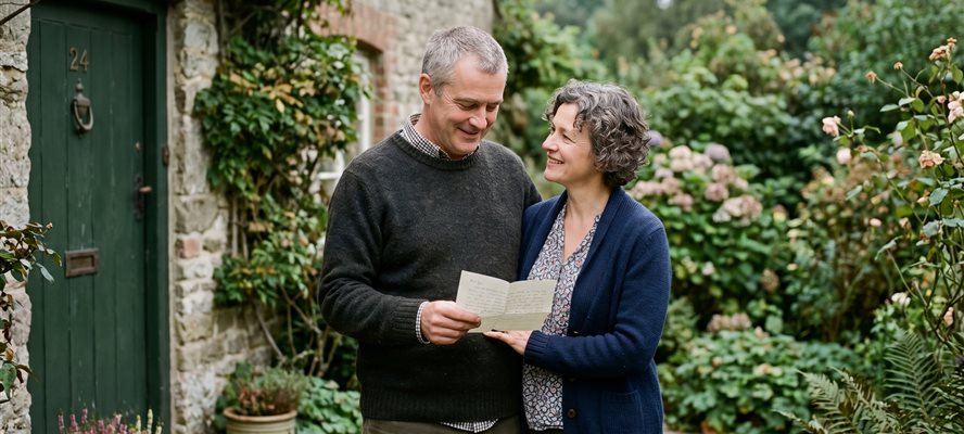 Couple celebrating a completed property auction sale