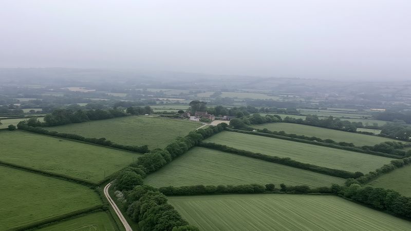 Aerial view of English farm